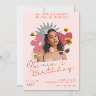 Invitation personnalisée rétro boho florale pour a