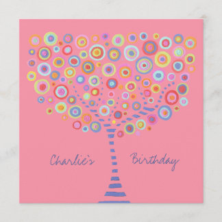 Invitation personnalisée Rétro Retro Arbre Cercle