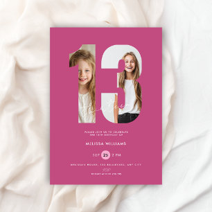Invitation personnalisée rose avec photo pour les 