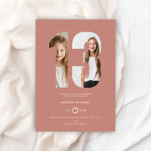 Invitation personnalisée rose poudrée avec photo p