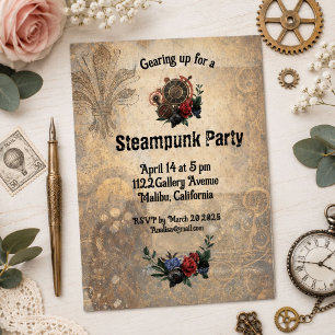 Invitation personnalisée Steampunk vintage avec en