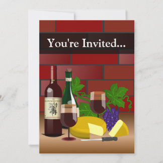 Invitation personnalisée, table de vin et de froma