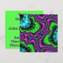Invitation personnalisée verte et violette