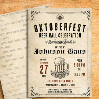 Invitation personnalisée vintage pour l'Oktoberfes