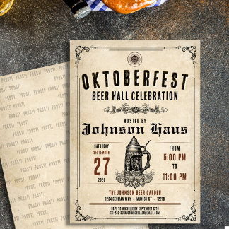 Invitation personnalisée vintage pour l'Oktoberfes