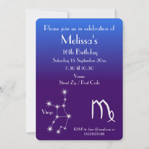 Invitation personnalisée Zodiac Virgo Galaxy Party
