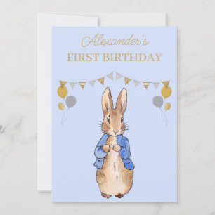 Invitation Personnaliser 1er anniversaire Pierre le lapin