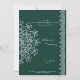 Invitation Personnaliser Argent métallique Emerald Mehendi In