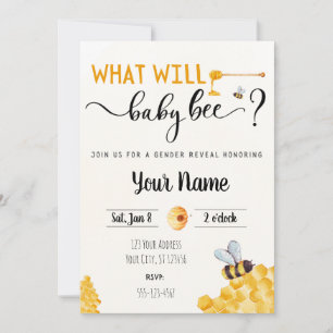 Invitation Personnaliser -Baby Bee Theme Genre Reveillez Invi