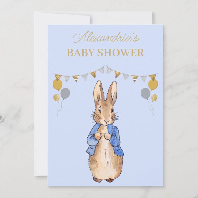 Invitation Personnaliser Baby shower Pierre le lapin (Devant)