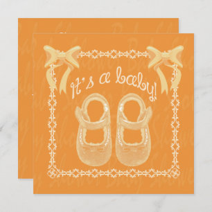 Invitation Personnaliser baby shower unisex Orange