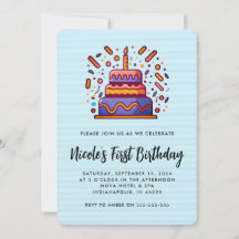 Personnaliser Blue Orange 1er anniversaire Invitat