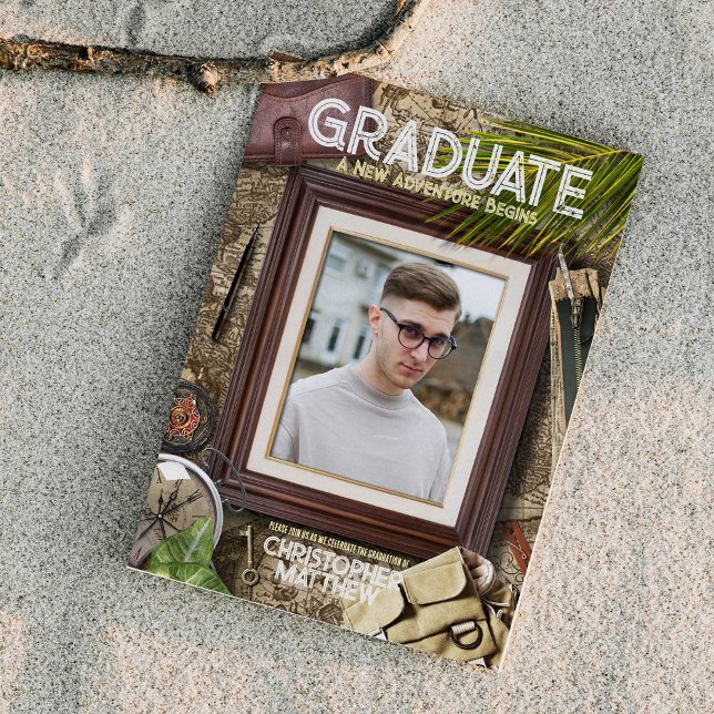 Invitation Personnaliser Cool Aventurier Thème Graduation (Créateur téléchargé)
