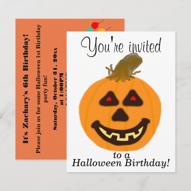 Invitation Personnaliser d'anniversaire d'Halloween (Devant / Derrière)