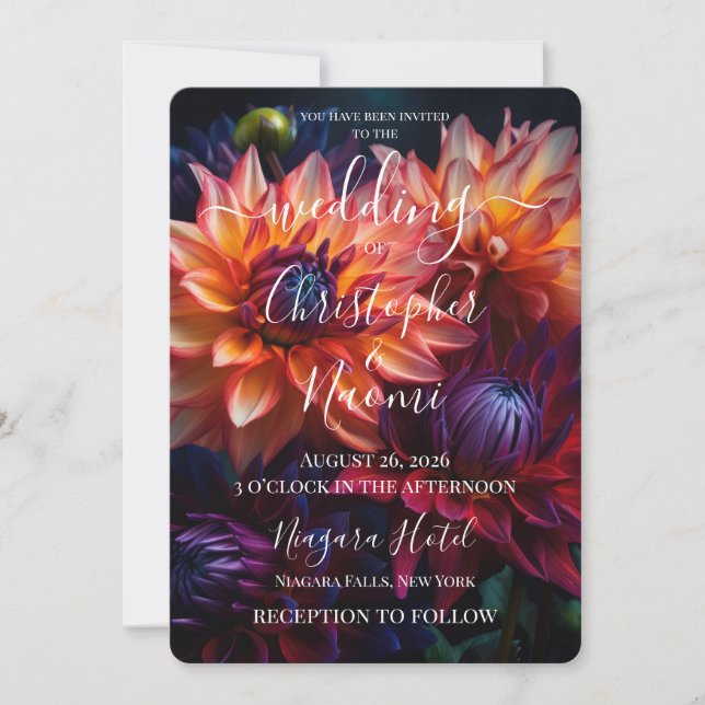 Invitation PERSONNALISER : De belles fleurs vibrantes (Devant)
