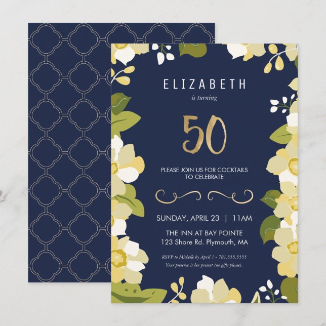 Invitation personnaliser d'invitation du 50e anniversaire de  (Devant / Derrière)