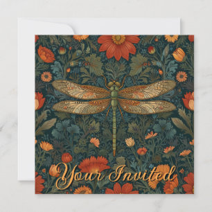 Invitation Personnaliser dragonfly orange floral boho chic