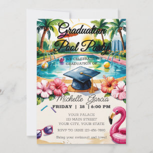 Invitation Personnaliser Flamant rose Pool Graduation Party H