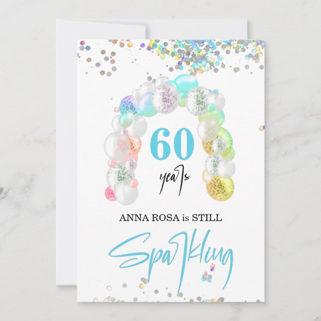 Invitation *~* PERSONNALISER GÉNÉRIQUE tout âge Balloon Anniv (Devant)