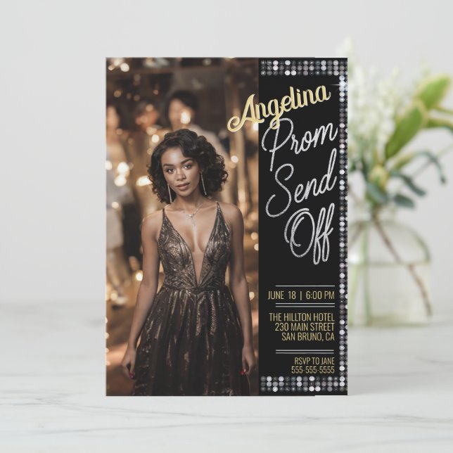 Invitation Personnaliser Glamour Photo Prom Envoyer Hors Grad (Debout devant)