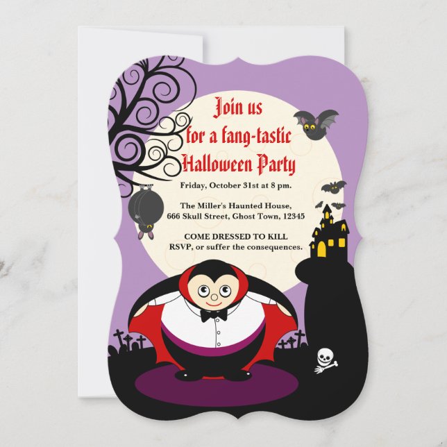Invitation Personnaliser, Halloween éffrayant mignon vampire  (Devant)
