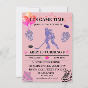Invitation Personnaliser Hockey sur glace thème anniversaire