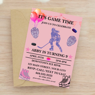 Invitation Personnaliser Hockey sur glace thème anniversaire