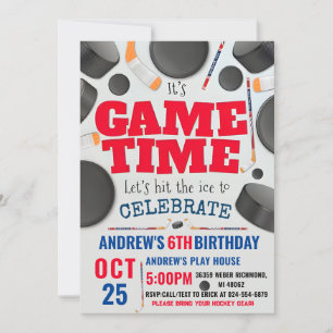 Invitation Personnaliser la fête d'anniversaire de hockey num