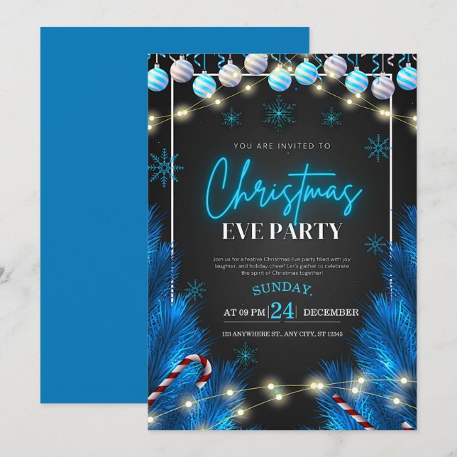 Invitation personnaliser la fête de Noël  (Devant / Derrière)