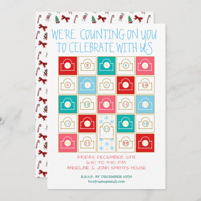 Invitation Personnaliser le calendrier vintage de l'avènement (Devant / Derrière)