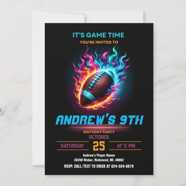 Invitation Personnaliser le football sportif Anniversaire (Devant)