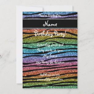 Invitation Personnaliser le nom arc-en-ciel parties scintilla