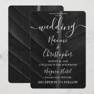 Invitation Personnaliser : Mariage à texture de feuille noire