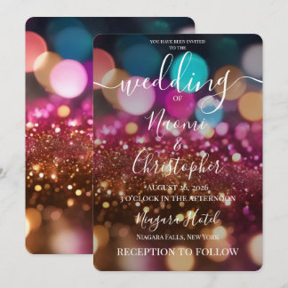 Invitation Personnaliser : Mariage Bokeh Célébration Colorée