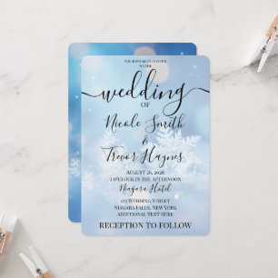 Invitation Personnaliser : Mariage Flocons de Neige Bokeh Ble