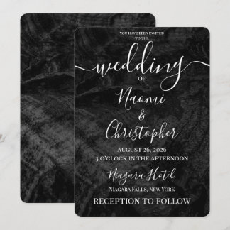 Invitation Personnaliser : Mariage Grunge en Velours Noir