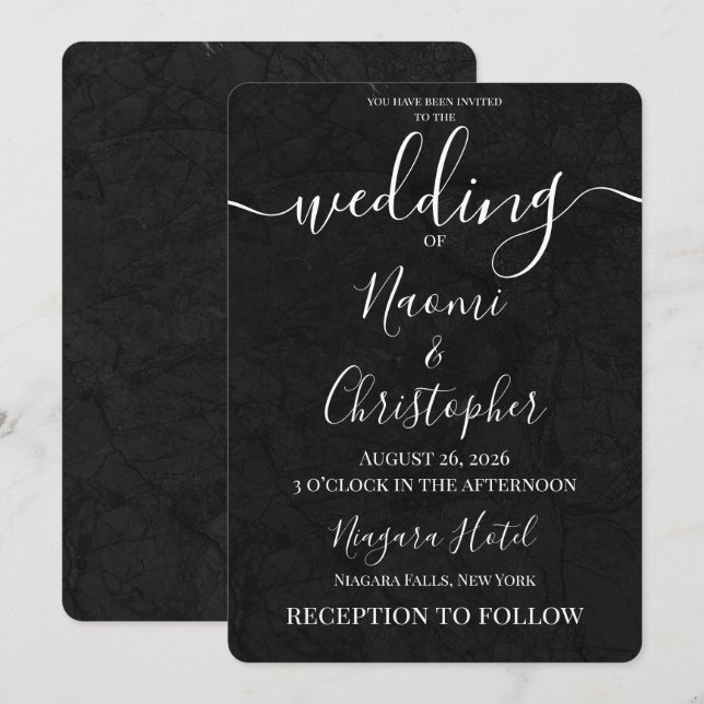 Invitation Personnaliser : Mariage simple avec texture de pie (Devant / Derrière)