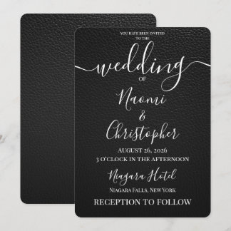 Invitation Personnaliser : Mariage Simple Texture Vinyle Noir