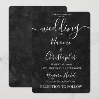 Invitation Personnaliser : Mariage Texture Grunge Noir Sombre