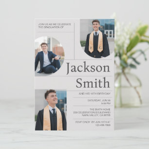 Invitation Personnaliser Moderne Minimaliste Graduation Anniv