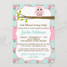 Personnaliser Owl Shabby Chic Baby shower Invitati