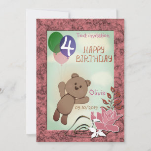 Invitation Personnaliser, personnel, anniversaire, ours en pe