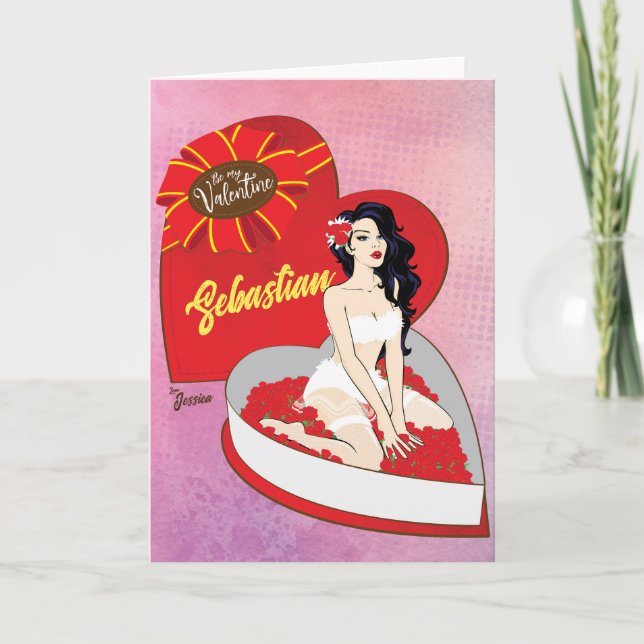 Invitation Personnaliser Pinup Be My Valentine (Devant)