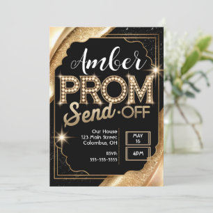 Invitation Personnaliser PROM ENVOI Sparkling Noir et or