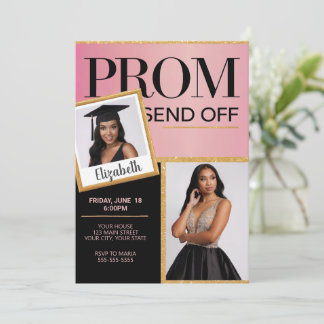 Invitation Personnaliser Sparkling Rose Black Prom Envoyer la