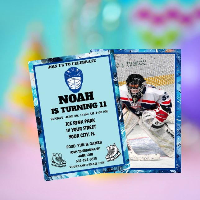 Invitation Personnalisez l'anniversaire des enfants du hockey (Créateur téléchargé)