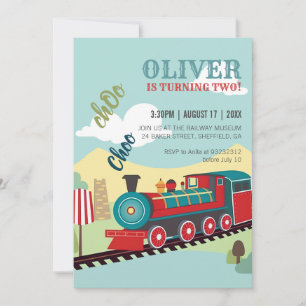 Invitation Personnalisez le billet d'entrée Train Party Kids 