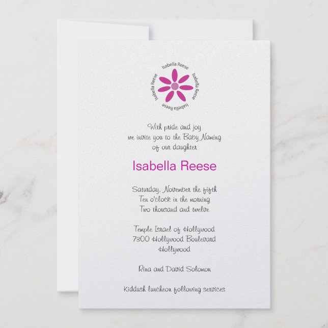 Invitation Personnalité d'Isabella Reese (Devant)