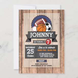 Invitation Personnel All Star Sports Anniversaire Fête Invita