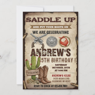 Invitation Personnelle Russe Cowboy fête d'anniversaire